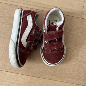 Vans Red and White Velcro Sneakers Classic Style
